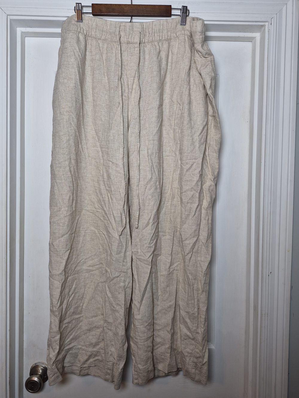 Lane Bryant Light Beige Linen-Blend Drawstring Pants Size 20